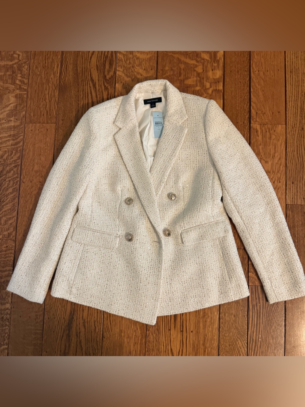 NEW Anne Taylor Cream Tweed Jacket, SZ 4P